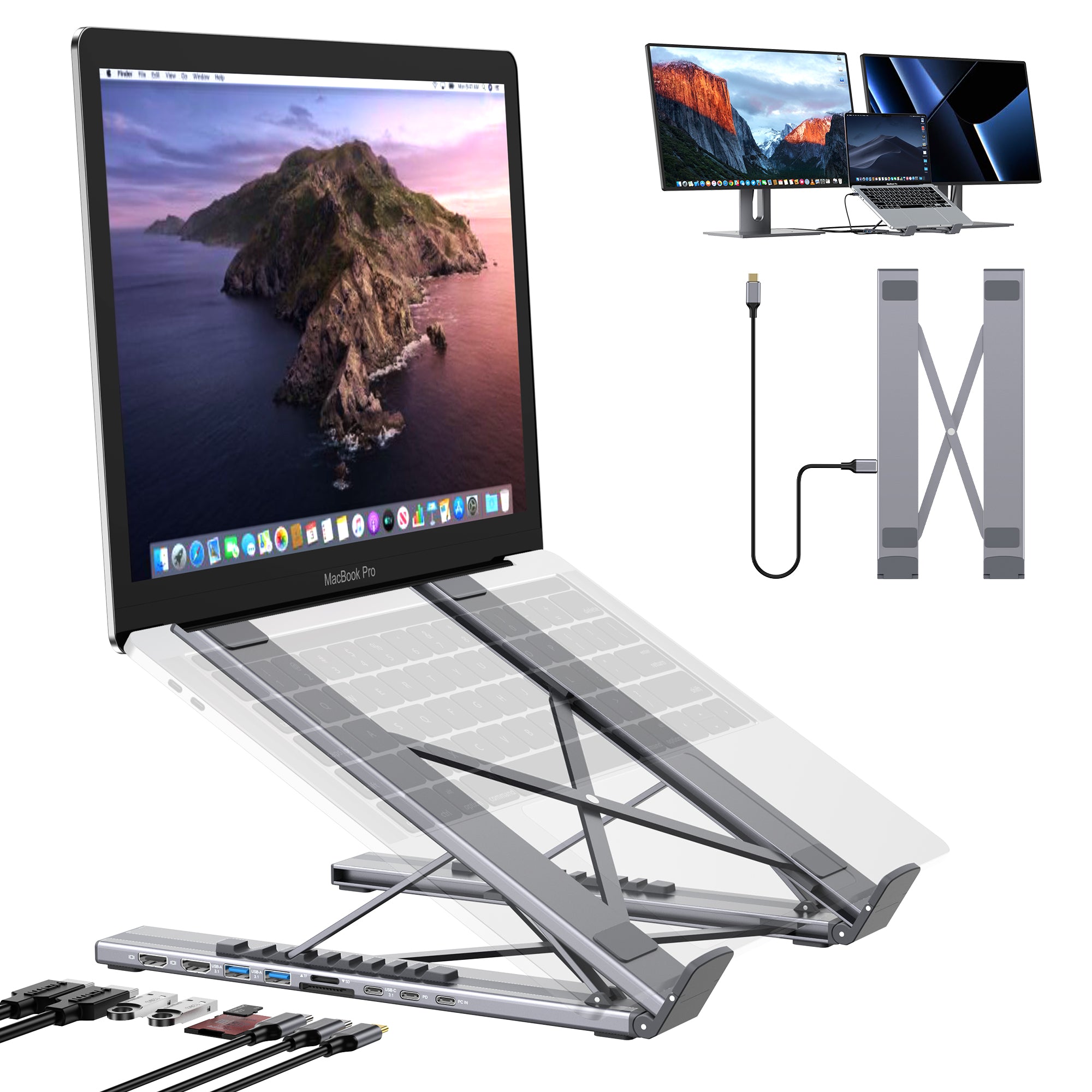 8-in-1 USB-C Laptop Dock Stand