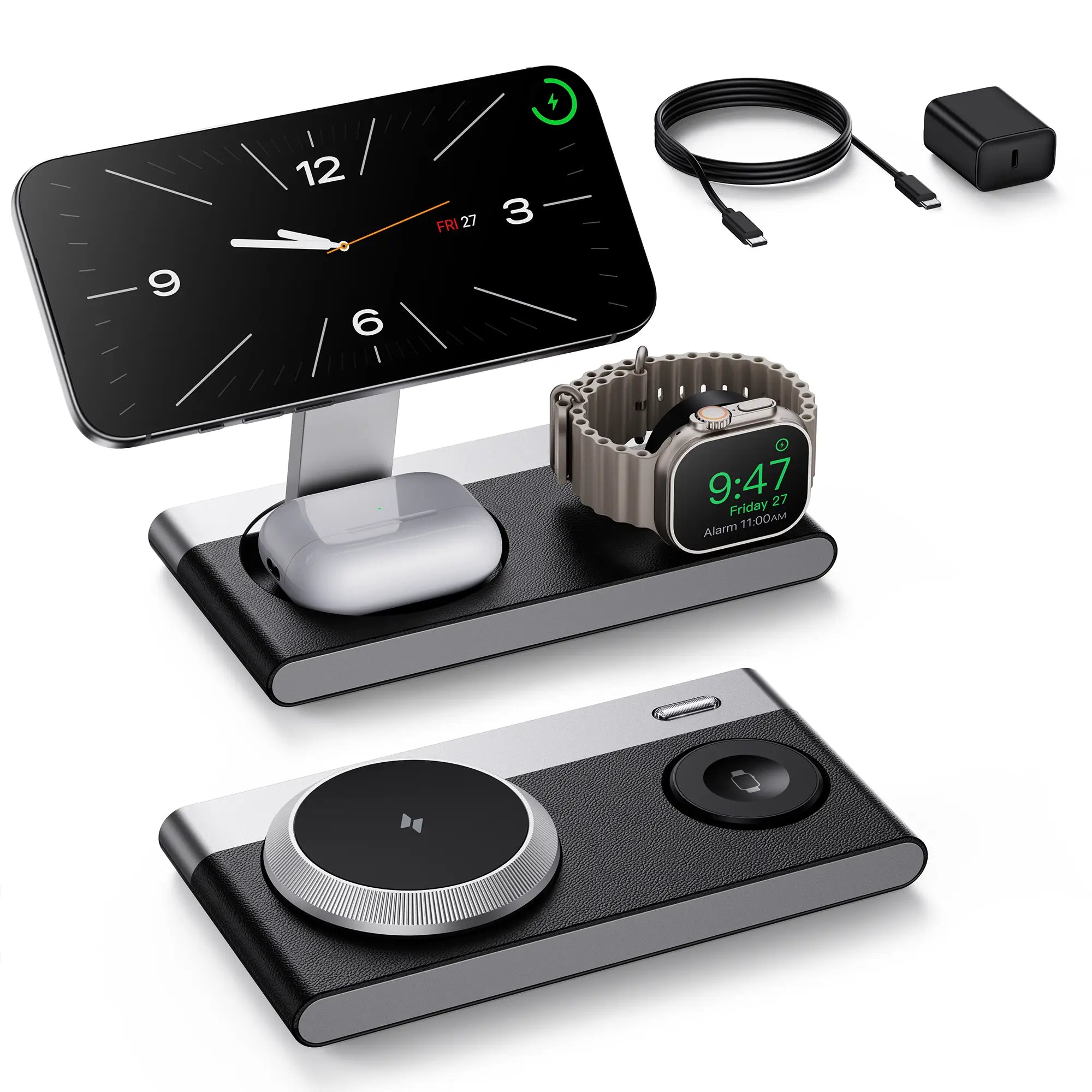 Mukiya 3-in-1 MagSafe Wireless Charging Station for iPhone 16 Pro Max, Apple Watch, and AirPods