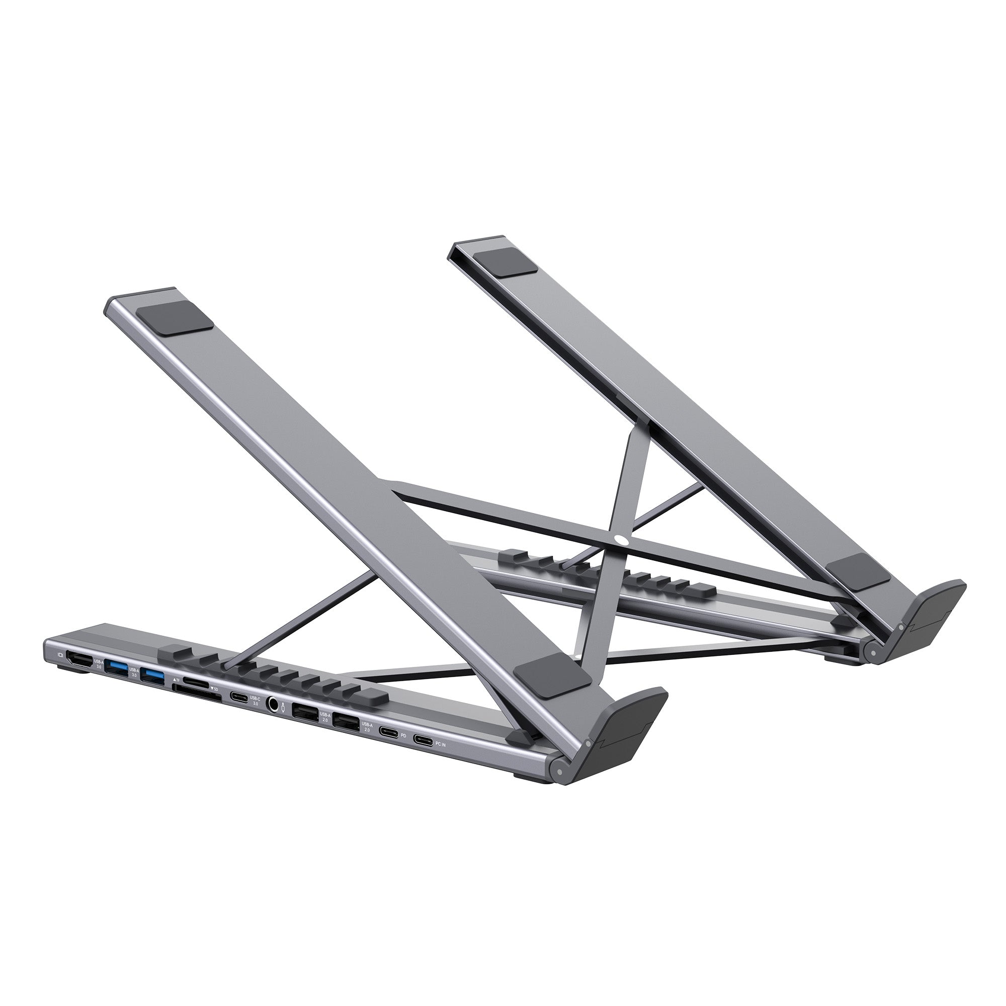 Mukiya USB-C Laptop Docking Station Stand Plus - 11-in-1 Massive Hub and Ergonomic Stand