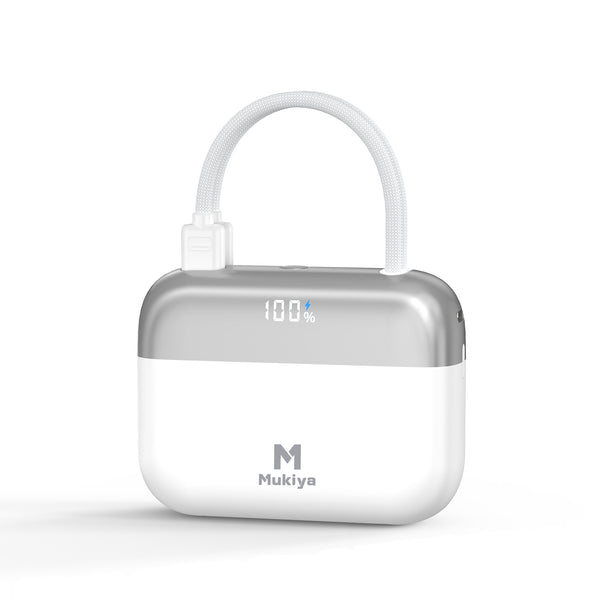 Mukiya Compact Dual-Cable Power Bank with Lightning & USB-C