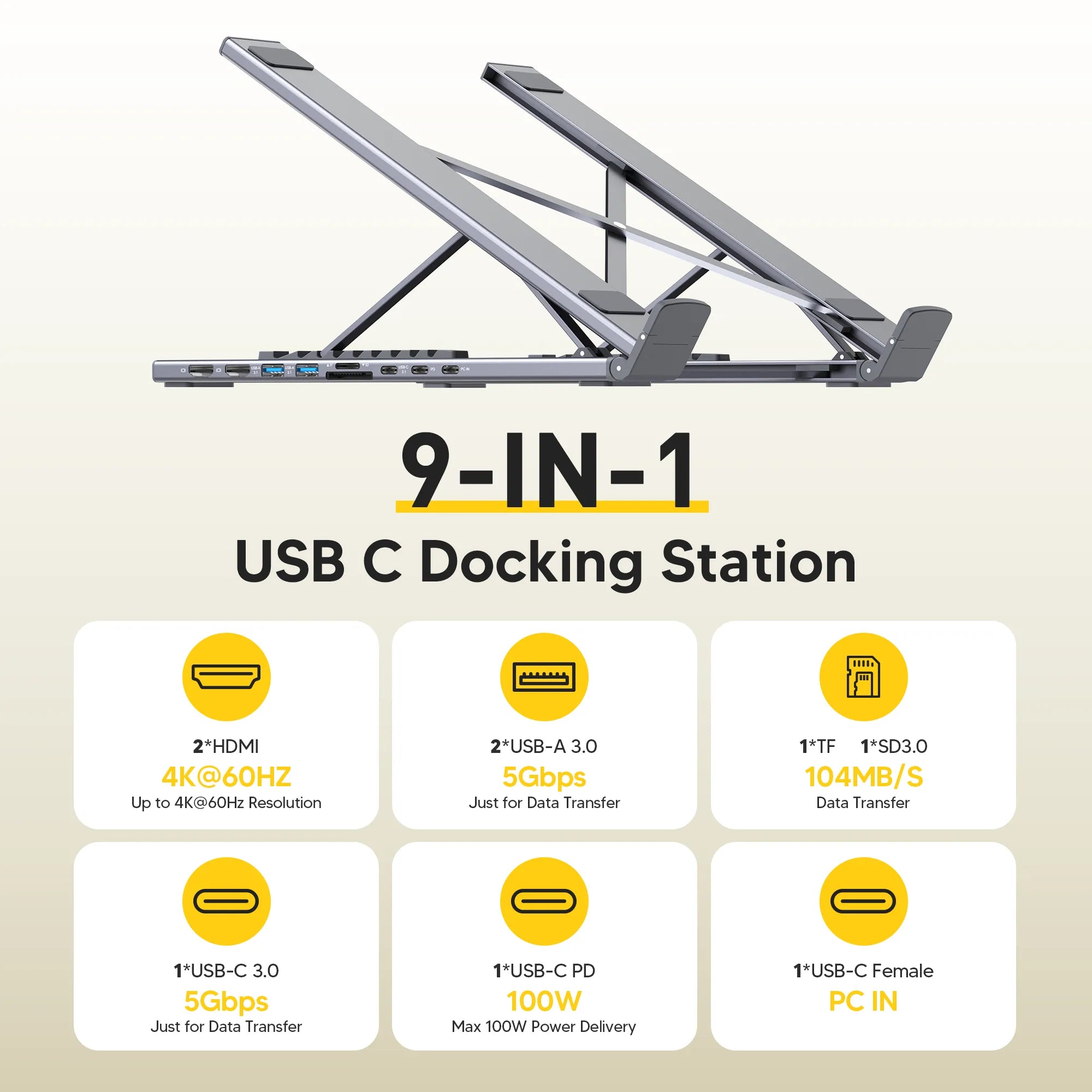 9-in-1 USB-C Laptop Dock Stand